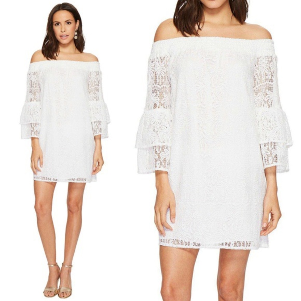 Lilly Pulitzer Palm Lace Off Shoulder Dress